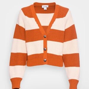 Bold color planet Striped Cardigan in Orange and 🧡🤍🌷🧡Cream